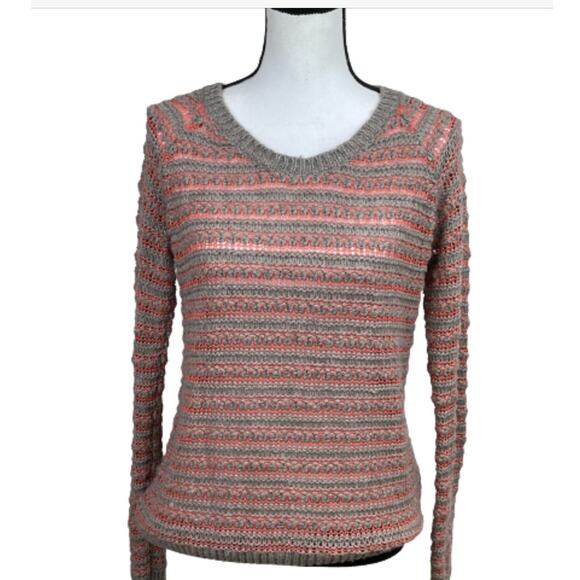 Splendid Hudson Wool Blend Orange Stripe Pullover Size Medium - Picture 6 of 12